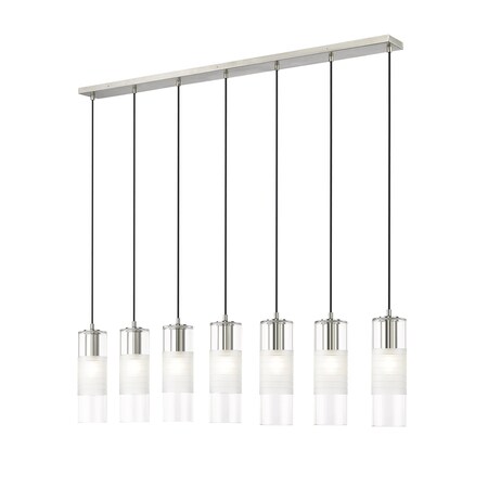 Z-Lite Alton Linear Chandelier, 7-Light, 4.75 In.W x 54 In.L x 14.25 In.H, Brushed Nickel/Clear+Frosted 824P-7L-BN